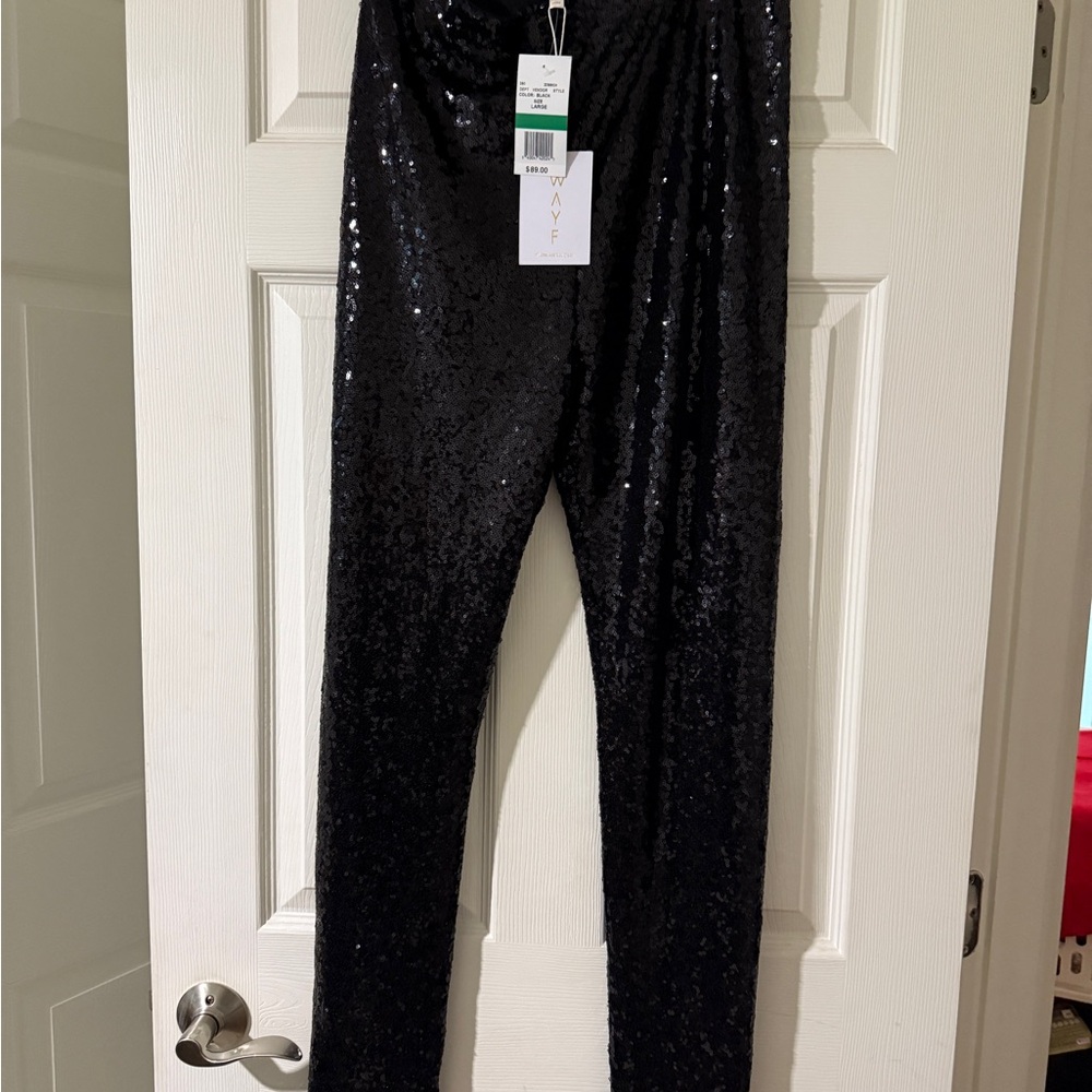 Wayf Black Sequin Pants